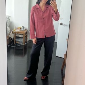 Pinstripe Aland Button Down Shirt Brick Red pink